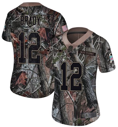 Patriots #12 Tom Brady Camo Women's Stitched Limited Rush Realtree Jersey