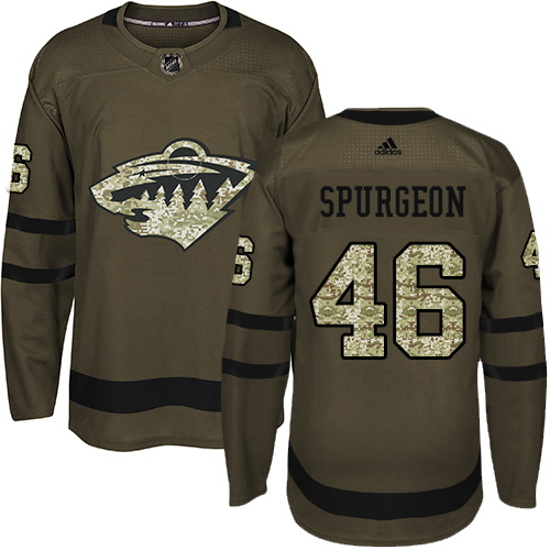 Adidas Minnesota Wild #46 Jared Spurgeon Green Salute to Service Stitched Jersey Men's