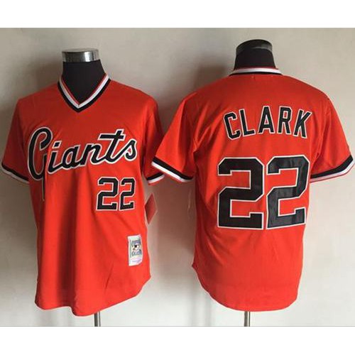Mitchell And Ness San Francisco Giants #22 Will Clark Orange Throwback Stitched Jersey Men's