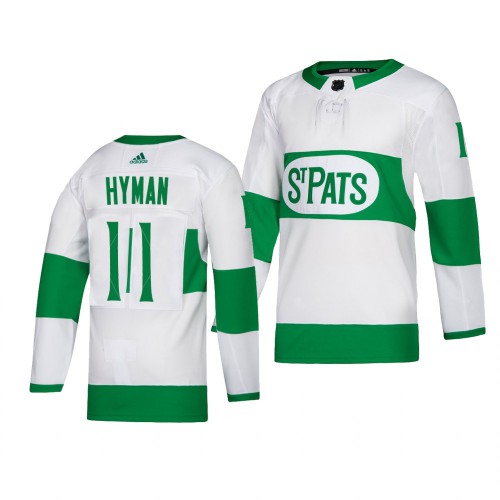 Maple Toronto Maple Leafs #11 Zach Hyman adidas White 2019 St. Patrick's Day Authentic Player Stitched Jersey Men's