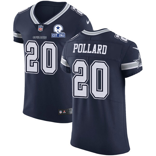 Cowboys #20 Tony Pollard Navy Blue Team Color Men's Stitched With Established In 1960 Patch Vapor Untouchable Elite Jersey
