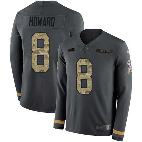 Buffalo Buffalo Bills #8 O. J. Howard Anthracite Salute to Service Men's Stitched Limited Therma Long Sleeve Jersey Men's