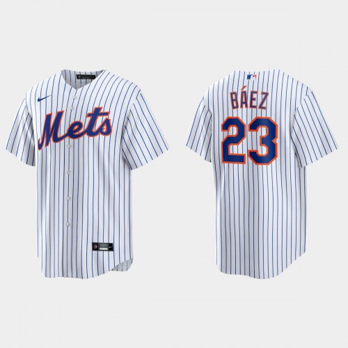 New York New York Mets #23 Javier Baez Men's White Home Jersey Men's