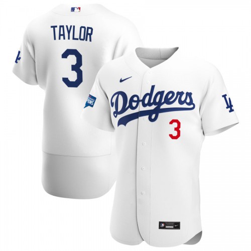 Los Angeles Los Angeles Dodgers #3 Chris Taylor Men's White Home 2020 World Series Champions Authentic Player Jersey Men's