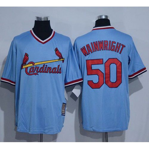 St.Louis Cardinals #50 Adam Wainwright Blue Cooperstown Throwback Stitched Jersey Men's