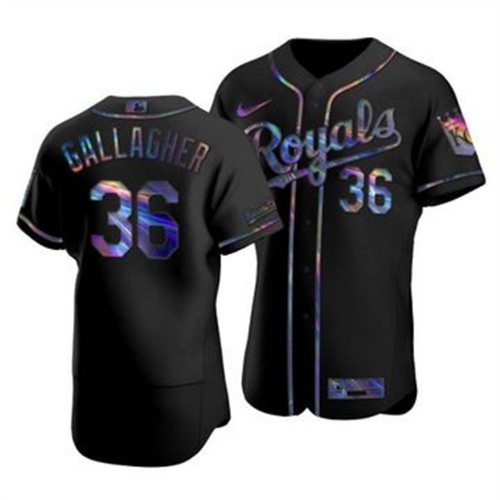 Kansas City Kansas City Royals #36 Cam Gallagher Men's Iridescent Holographic Collection Jersey - Black Men's