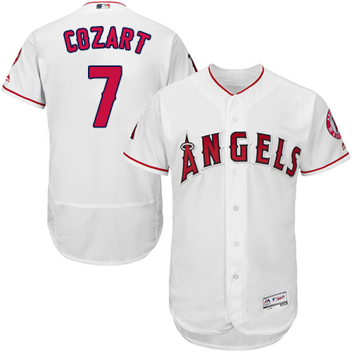 Los Angeles Angels of Anaheim #7 Zack Cozart White Flexbase Authentic Collection Stitched Jersey Men's