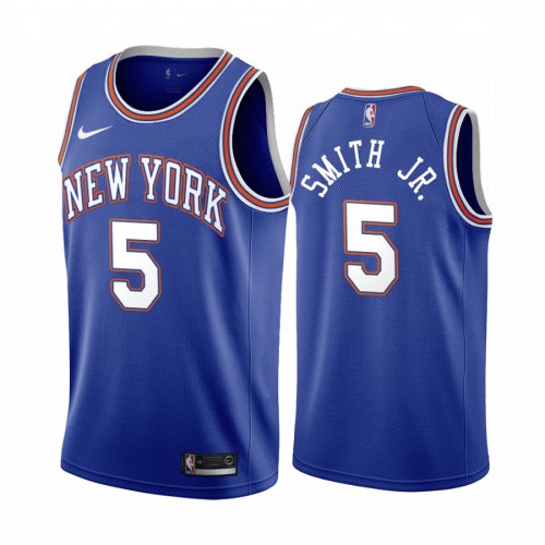 New York Knicks #5 Dennis Smith Jr. Navy 2019-20 Statement Edition Jersey Mens