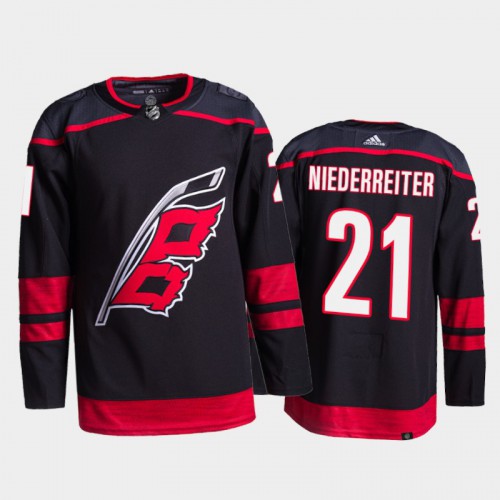 Adidas Carolina Hurricanes #21 Nino Niederreiter Men's 2021-22 Alternate Authentic Jersey - Black Men's