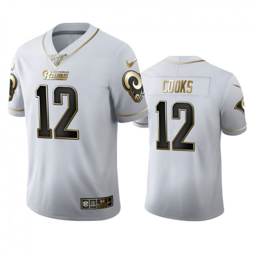 Los Angeles Los Angeles Rams #12 Brandin Cooks Men's White Golden Edition Vapor Limited 100 Jersey Men's