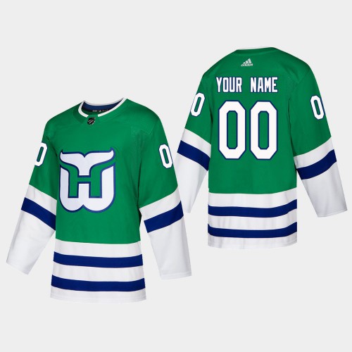 Hartford Whalers Custom Adidas 2019-20 Heritage Authentic Player Jersey Green