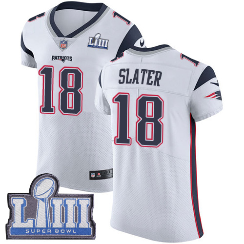 Patriots #18 Matt Slater White Super Bowl LIII Bound Men's Stitched Vapor Untouchable Elite Jersey
