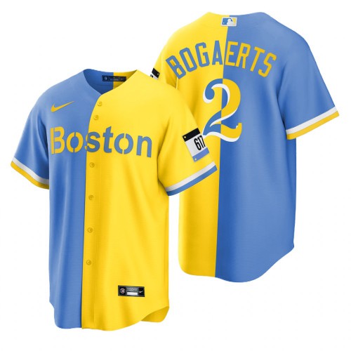 Boston Boston Red Sox #2 Xander Bogaerts Blue Gold Men's 2022 City Connect Game Jersey Men's