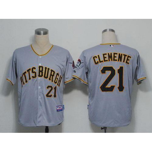 Pittsburgh Pirates #21 Roberto Clemente Grey Cool Base Stitched Jersey Men's