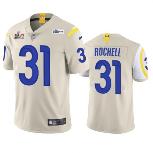 Los Angeles Los Angeles Rams #31 Robert Rochell Men's Super Bowl LVI Patch Vapor Limited Jersey - Bone Men's