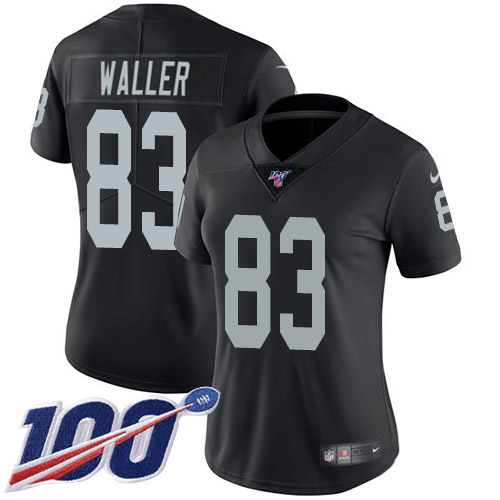 Raiders #83 Darren Waller Black Team Color Women's Stitched 100th Season Vapor Limited Jersey