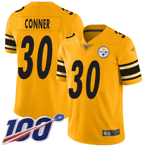 Pittsburgh Steelers #30 James Conner Gold Men's Stitched Limited Inverted Legend 100th Season Jersey Men's
