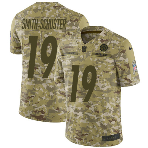 Pittsburgh Steelers #19 JuJu Smith-Schuster Camo Youth Stitched Limited 2018 Salute to Service Jersey Youth