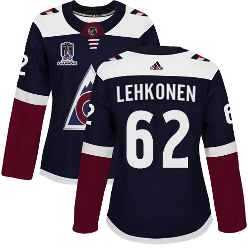 Adidas Colorado Avalanche #62 Artturi Lehkonen Navy Women's 2022 Stanley Cup Champions Alternate Authentic Stitched Jersey Womens