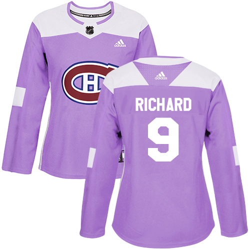 Adidas Montreal Canadiens #9 Maurice Richard Purple Authentic Fights Cancer Women's Stitched Jersey Womens