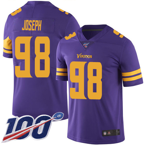 Minnesota Vikings #98 Linval Joseph Purple Men's Stitched Limited Rush 100th Season Jersey Men's