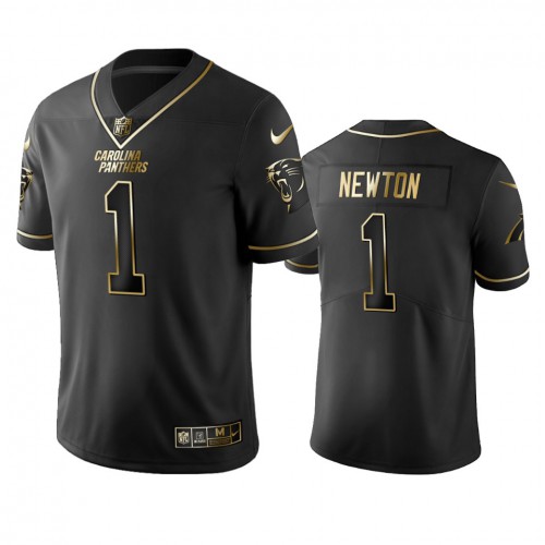Carolina Panthers #1 Cam Newton Men's Stitched Vapor Untouchable Limited Black Golden Jersey Men's