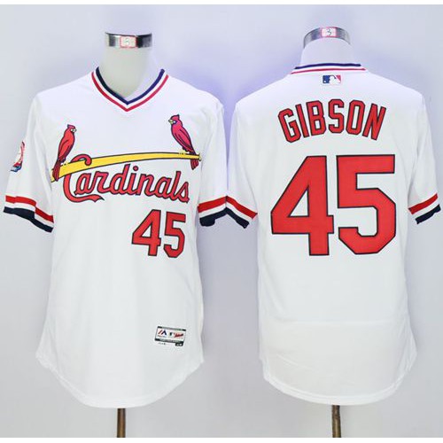 St.Louis Cardinals #45 Bob Gibson White Flexbase Authentic Collection Cooperstown Stitched Jersey Men's