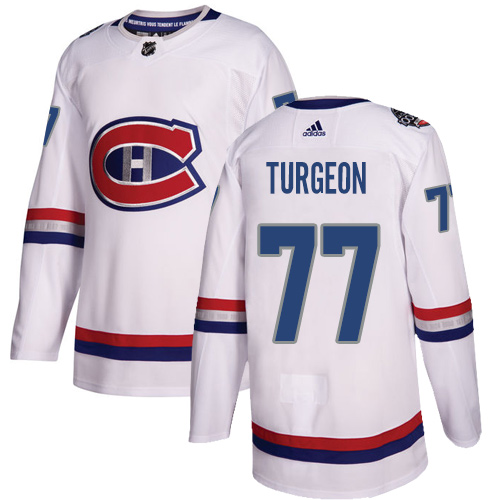 Adidas Montreal Canadiens #77 Pierre Turgeon White Authentic 2017 100 Classic Stitched Jersey Men's