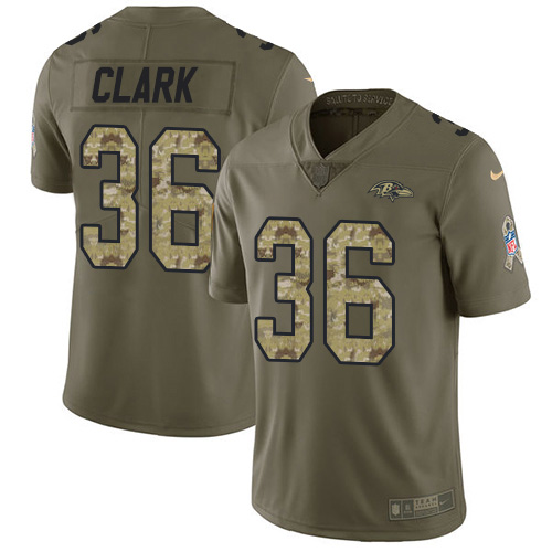 Baltimore Ravens #36 Chuck Clark Olive/Camo Men's Stitched Limited 2017 Salute To Service Jersey Men's