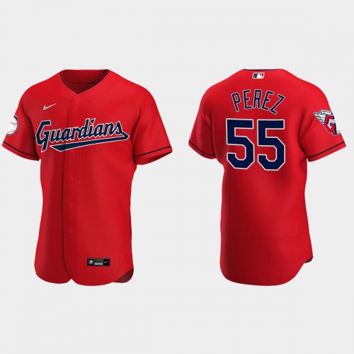Cleveland Guardians #55 Roberto Perez Men's 2022 Authentic Alternate Stitched Jersey - Red Men's