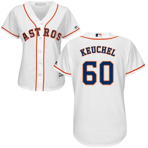 Houston Astros #60 Dallas Keuchel White Home Women's Stitched Jersey Womens