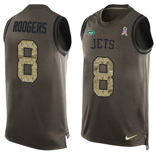 Jets #8 Aaron Rodgers Green Men's Stitched Limited Salute To Service Tank Top Jersey