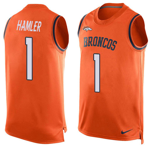 Broncos #1 KJ Hamler Orange Team Color Men's Stitched Limited Tank Top Jersey