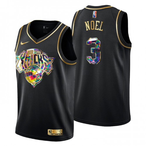 New York New York Knicks #3 Nerlens Noel Mens Golden Edition Diamond Logo 2021/22 Swingman Jersey - Black Mens