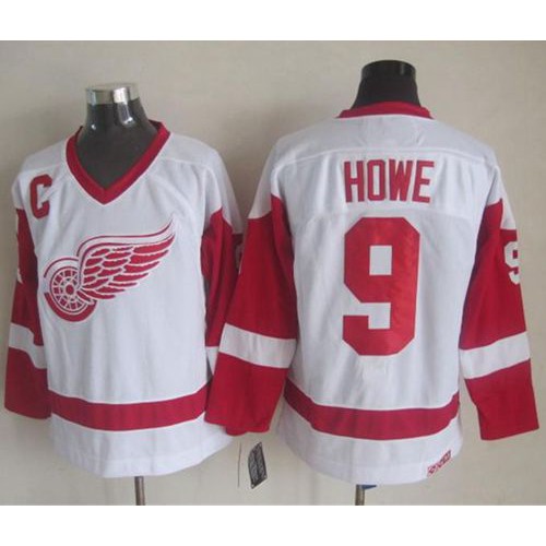 Detroit Red Wings #9 Gordie Howe White CCM Throwback Stitched Jersey Men's