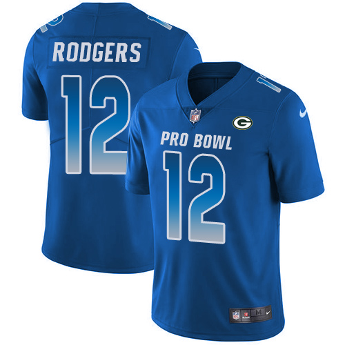 Packers #12 Aaron Rodgers Royal Men's Stitched Limited NFC 2019 Pro Bowl Jersey