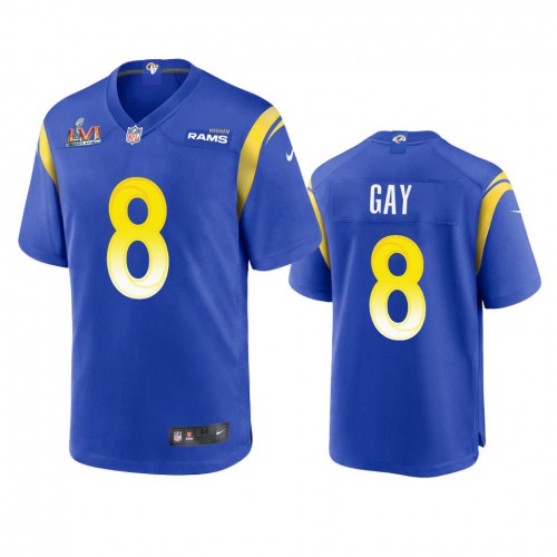 Los Angeles Los Angeles Rams #8 Matt Gay Men's Super Bowl LVI Patch Game Jersey - Royal Men's