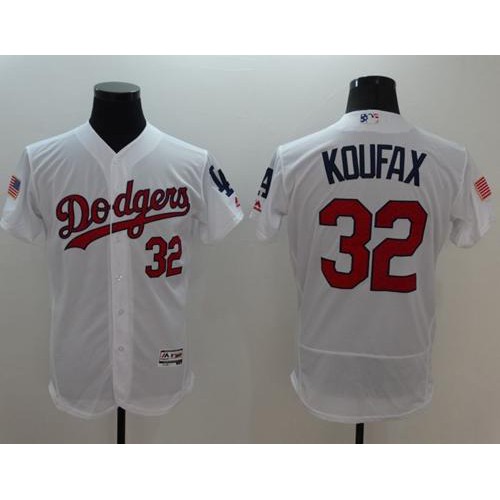 Los Angeles Dodgers #32 Sandy Koufax White Fashion Stars & Stripes Flexbase Authentic Stitched Jersey Men's