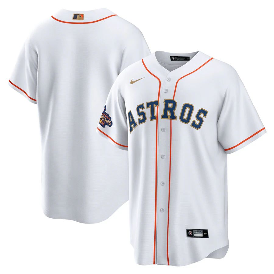 Houston Astros Blank White Gold Men's 2023 Gold Collection Replica Player Jersey