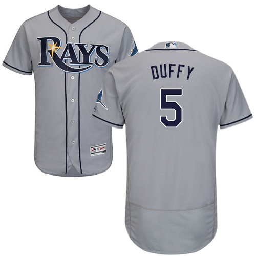 Tampa Bay Rays #5 Matt Duffy Grey Flexbase Authentic Collection Stitched Jersey Men's