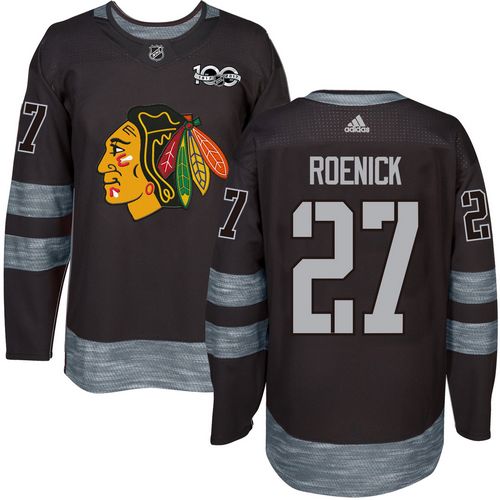 Adidas Chicago Blackhawks #27 Jeremy Roenick Black 1917-2017 100th Anniversary Stitched Jersey Men's