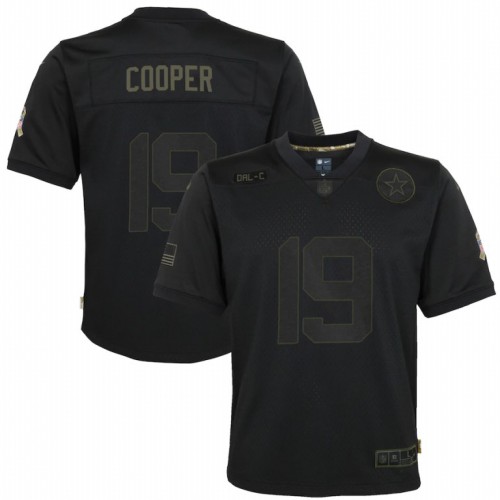 Dallas Dallas Cowboys #19 Amari Cooper Youth 2020 Salute to Service Game Jersey Black Youth