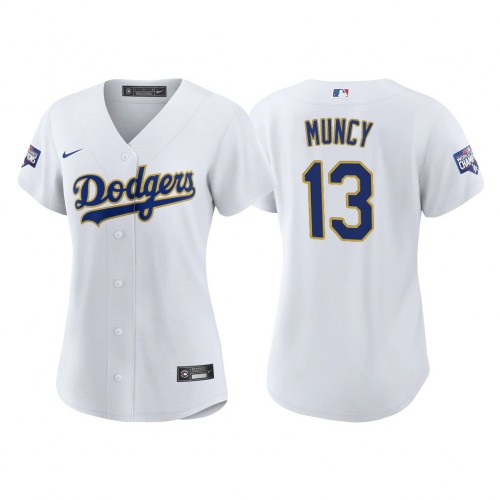 Los Angeles Los Angeles Dodgers #13 Max Muncy Women's 2021 Gold Program World Series Champions Jersey Whtie Womens