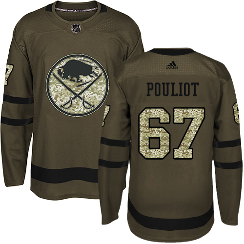 Adidas Buffalo Sabres #67 Benoit Pouliot Green Salute to Service Stitched Jersey Men's