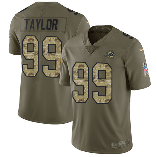 Miami Dolphins #99 Jason Taylor Olive/Camo Men's Stitched Limited 2017 Salute To Service Jersey Men's