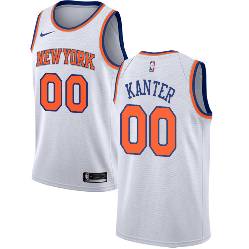 New York Knicks #00 Enes Kanter White Swingman Association Edition Jersey Mens