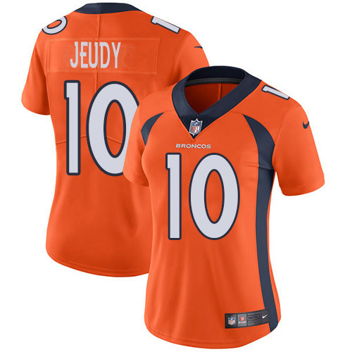 Broncos #10 Jerry Jeudy Orange Team Color Women's Stitched Vapor Untouchable Limited Jersey