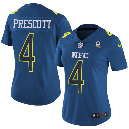 Cowboys #4 Dak Prescott Navy Women's Stitched Limited NFC 2017 Pro Bowl Jersey