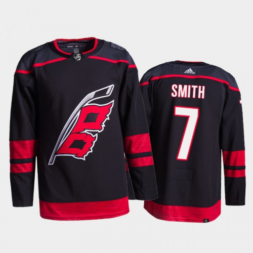 Adidas Carolina Hurricanes #7 Brendan Smith Men's 2021-22 Alternate Authentic Jersey - Black Men's