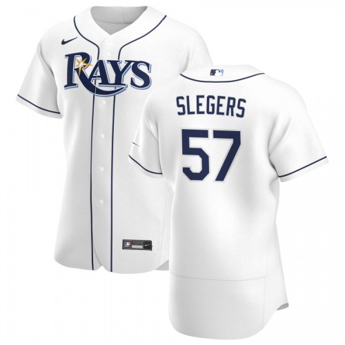 Tampa Bay Tampa Bay Rays #57 Aaron Slegers Men's White Home 2020 Authentic Player Jersey Men's